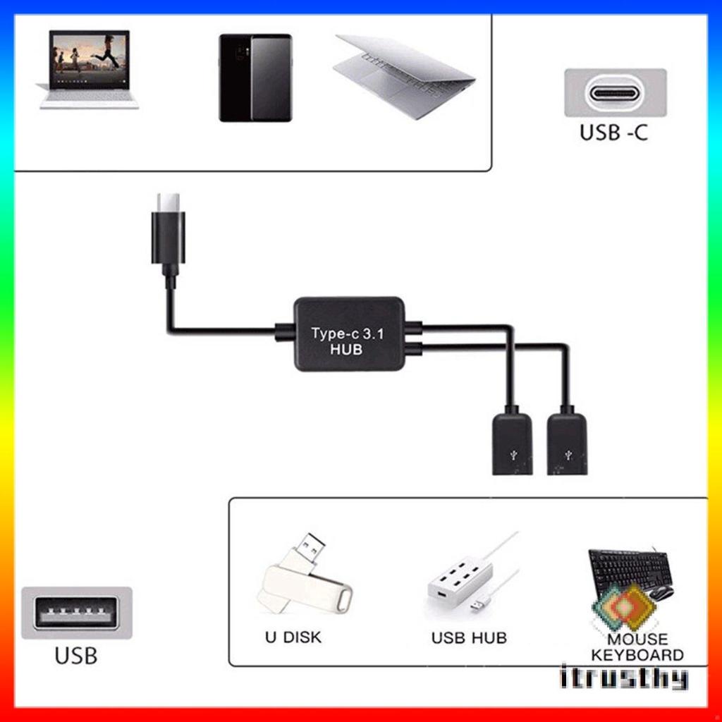 Đầu Chia Cổng Type C OTG USB-C 2 Trong 1 Gắn Điện Thoại Di Động