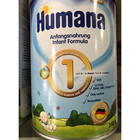 [Bảo An] Sữa công thức Humana Gold số 1- 350g, Nhập khẩu Đức ( Cam Kết 100% Hàng Chính Hãng)