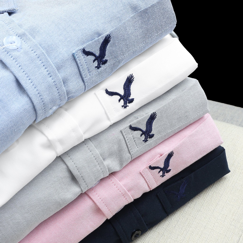 Áo sơ mi nam dài tay Cao Cấp American Eagle MÀU XÁM vải Oxford Đứng Form - Hàng VNXK Bắc Mỹ