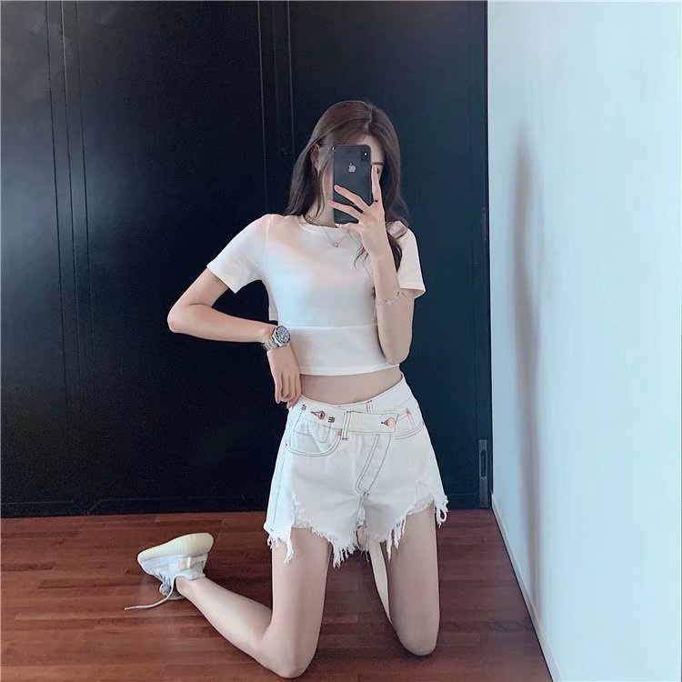 Plus Quần Short Denim Lưng Cao Ống Rộng Size Lớn S-5Xl Phong Cách Hàn Quốc | BigBuy360 - bigbuy360.vn