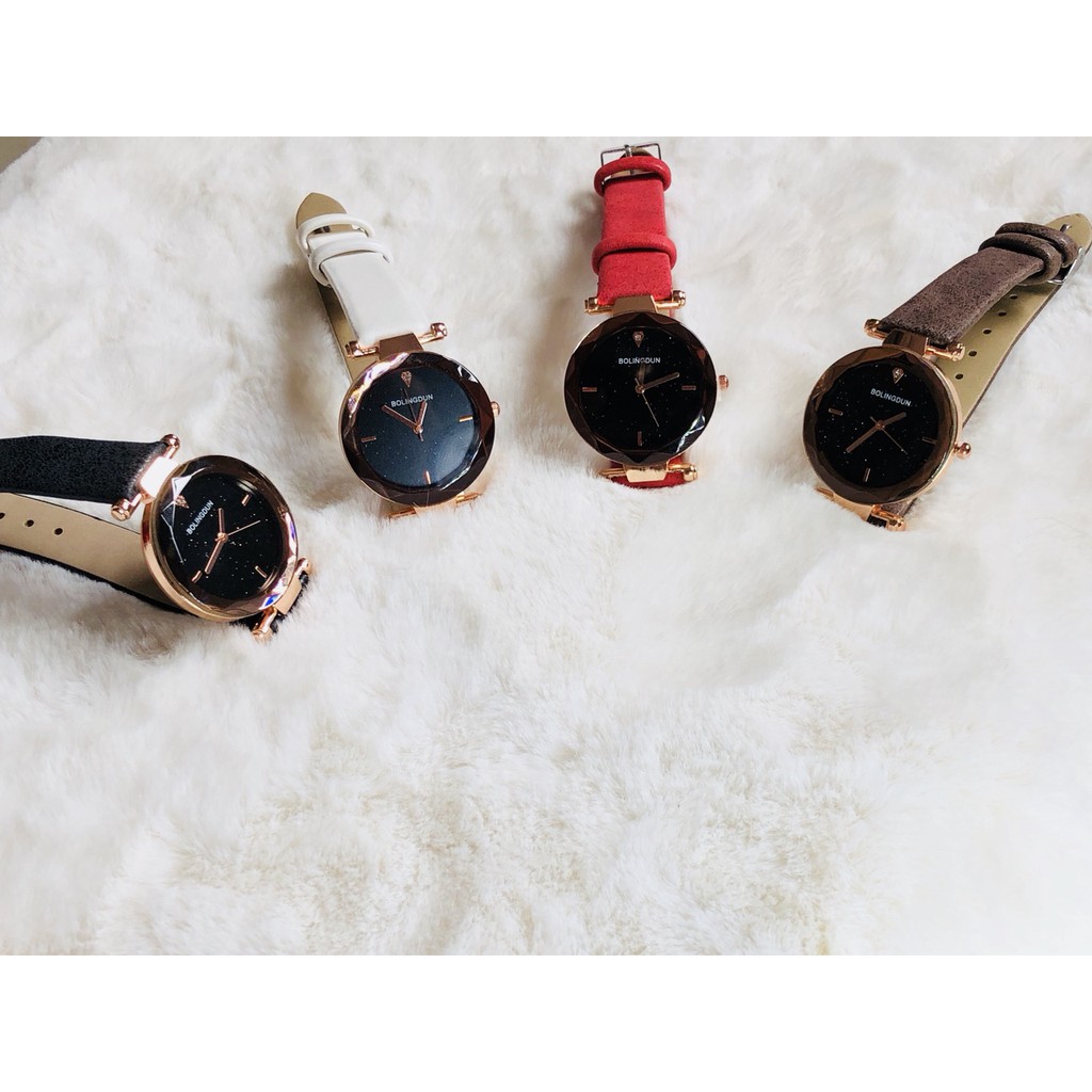 [GIÁ SỈ] ĐỒNG HỒ NỮ DÂY DA MẶT KIM TUYẾN VÁT CẠNH BOLINGDUN SIÊU ĐẸP HÌNH THẬT | BigBuy360 - bigbuy360.vn