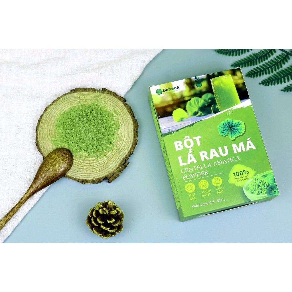 Bột Rau Má Nguyên Chất Behena Hộp 50g (20 gói x 2.5g) - Bột Rau Má Thanh Nhiệt Giải Độc Cơ Thể