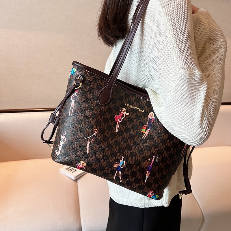 Túi Đeo Vai Cỡ Lớn In Họa Tiết Hoạt Hình Phong Cách Cổ Điển Thời Trang Cho Nữ
