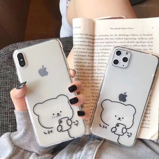 iphone 11 pro max Xr Xs max X Cute Bear Soft Clear Ốp lưng điện thoại