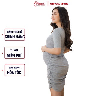 Đầm bầu body chất thun len co giãn mặc thoáng mát màu xám lợt Emum