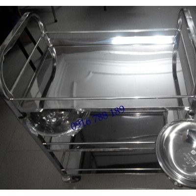 GIẢM GIÁ Xe đẩy inox 3 tầng có 2 bát to chuyên dùng cho spa, thẩm mỹ viện