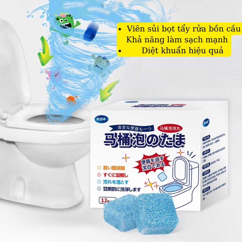 Hộp 12v tẩy bồn cầu đỏ hương nước hoa diệt khuẩn, khử mùi hiệu quả