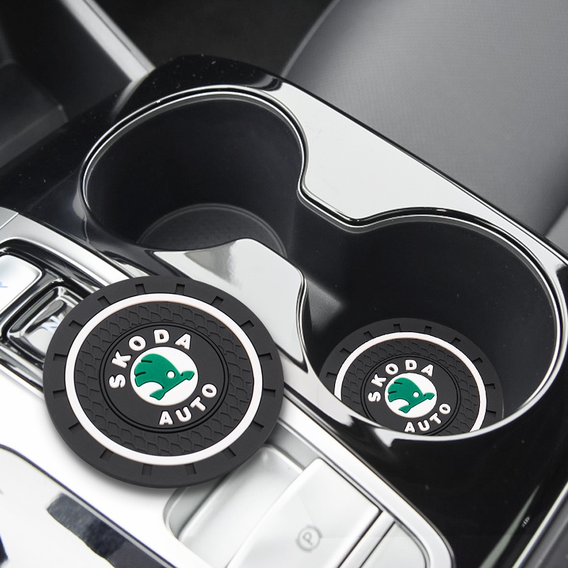 Skoda xe tàu lượn nước logo xe hơi thời trang chống trượt thảm chống trầy xước trang trí rãnh cốc th