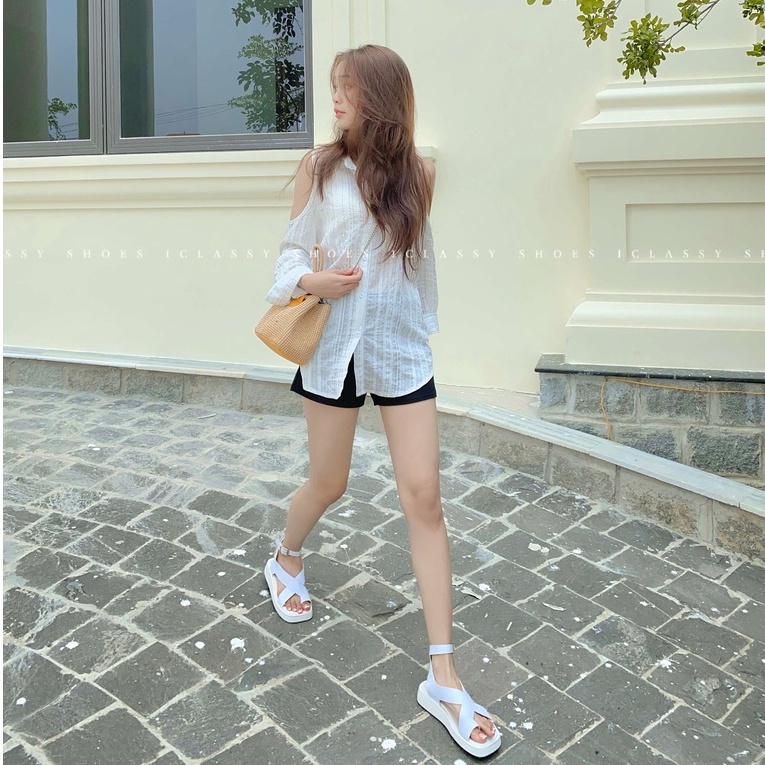 Giày Sandal Nữ Ulzzang Vintage,Dép Quai Hậu Sỏ Ngón Hai Quai Chéo Đế Bằng Cao Cấp Phong Cách Hàng Quốc_ Iclassy Shoes