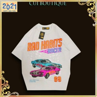 ÁO THUN FORM UNISEX TAY LỠ (NAM NỮ) TÊN- BAD HABITS- Chất thun cotton 100%  ( có video review sản phẩm )