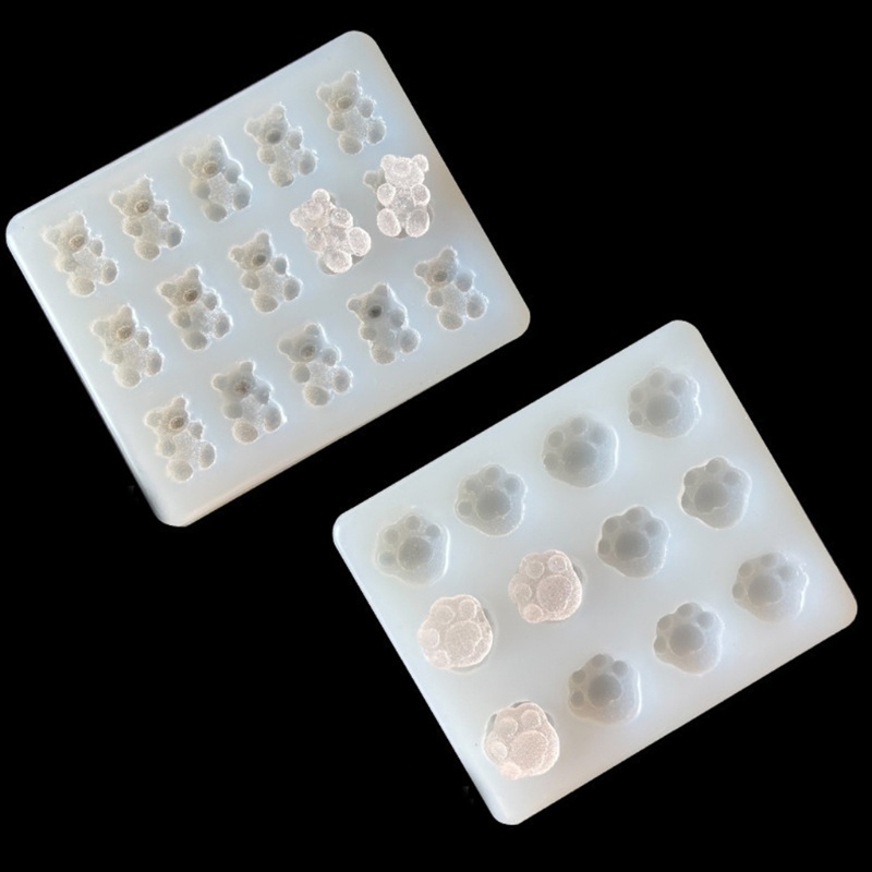 Khuôn nhựa silicon làm kẹp tóc, kẹo đường hình gấu, tim, sao, chân chó nguyên liệu resin DIY