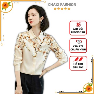 Hàng nhập - áo sơ mi nữ lụa hoa công sở thanh lịch - kbt13280