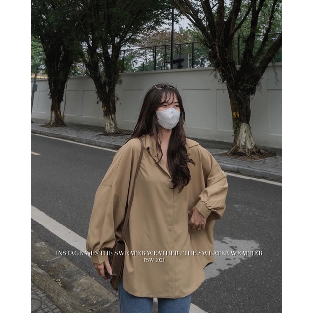 [NEW]ÁO SƠMI FORM OVERSIZE CHẤT LỤA MỊN TAY BỒNG siêu xinh