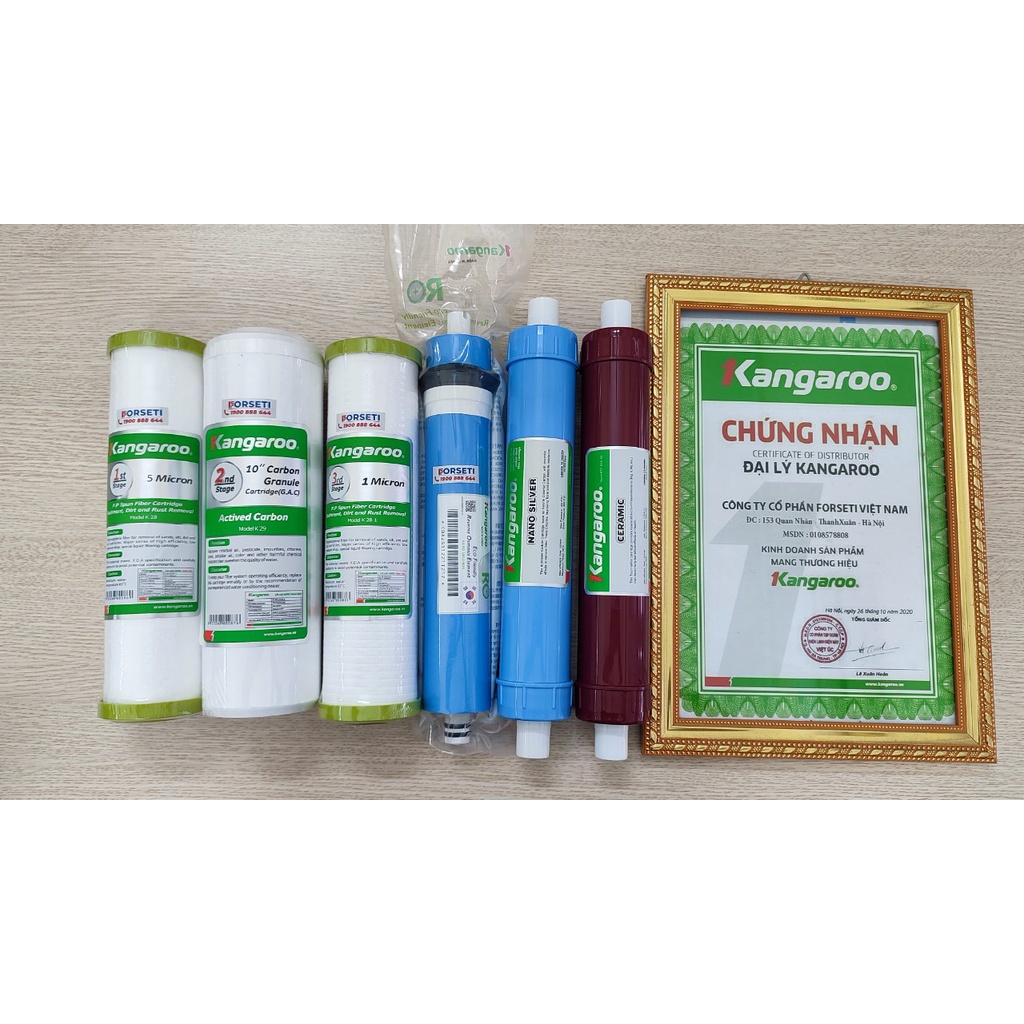 Trọn bộ 6 lõi lọc nước Kangaroo chính hãng dùng cho máy lọc nước Kangaroo KG08