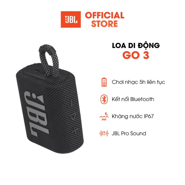 [Mã ELBAU10 giảm 10% đơn 500K] Loa Bluetooth JBL GO 3 - Hàng Chính Hãng