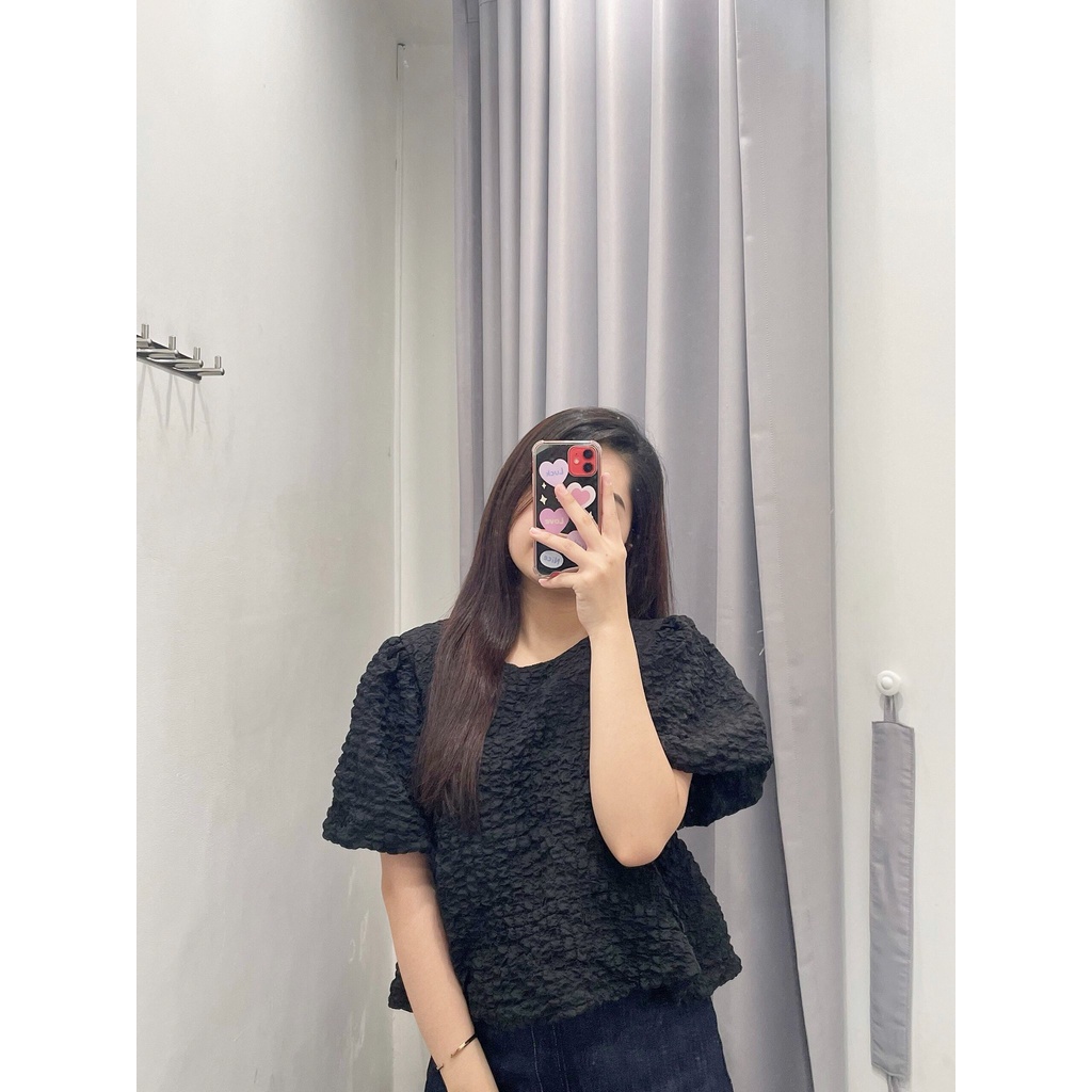 Áo tay phồng vải nhún