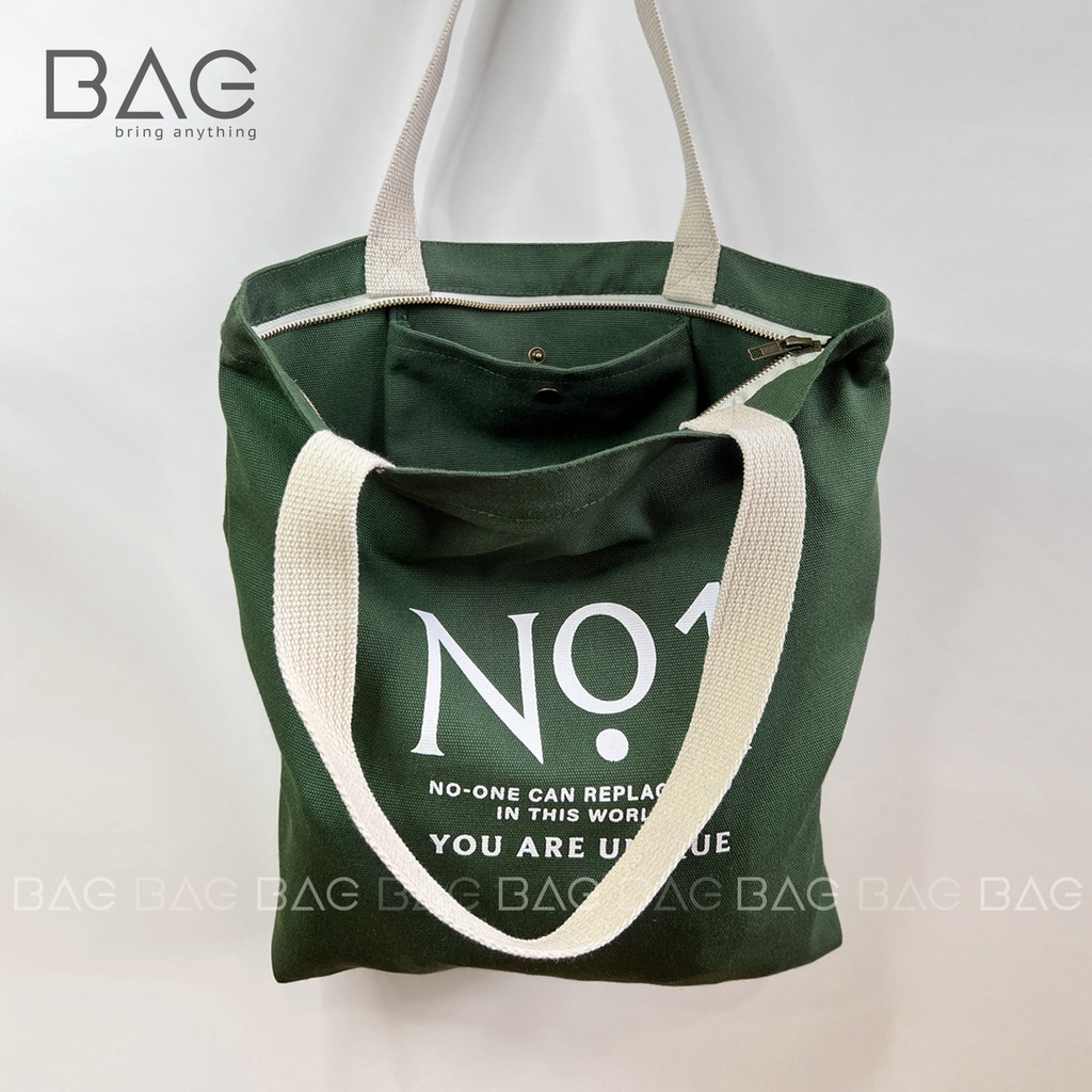 Túi tote vải màu xanh rêu, túi đeo vai, hàng thiết kế của BAG phong cách vintage, túi local brand [No.1] | BigBuy360 - bigbuy360.vn