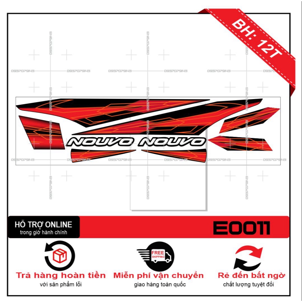 TEM XE NOUVO 2,3 ZIN ĐỎ ĐEN -- SHIN DECAL 2