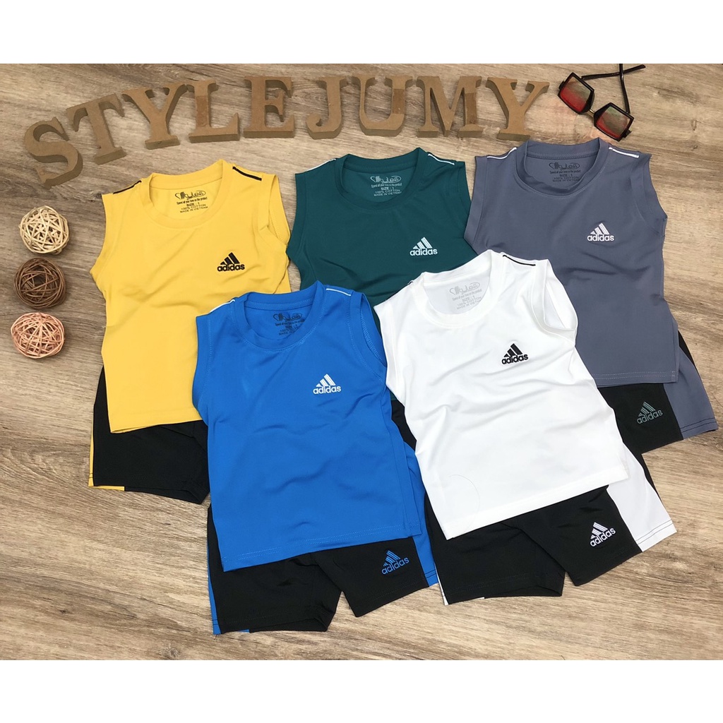 SIZE 1-10 (10-36KG) ĐỒ BỘ BÉ TRAI THỂ THAO SÁT NÁCH VẢI THUN LẠNH IN LOGO N-IKE TRƠN