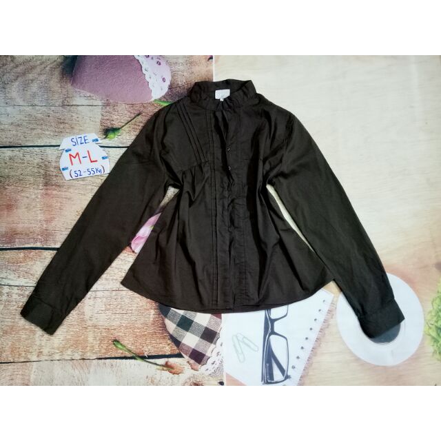 Áo kiểu hàng hiệu Nhật màu nâu rêu size M-L