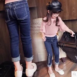 Quần jean thêu chữ ống hàng qccc