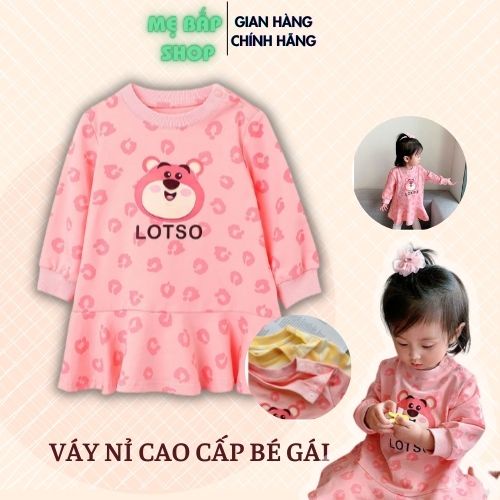 Váy cho bé gái,Váy nỉ đuôi cá dài tay cho bé gái mặc mùa đông ấm áp, màu sắc dễ thương hoạ tiết đáng yêu cho bé