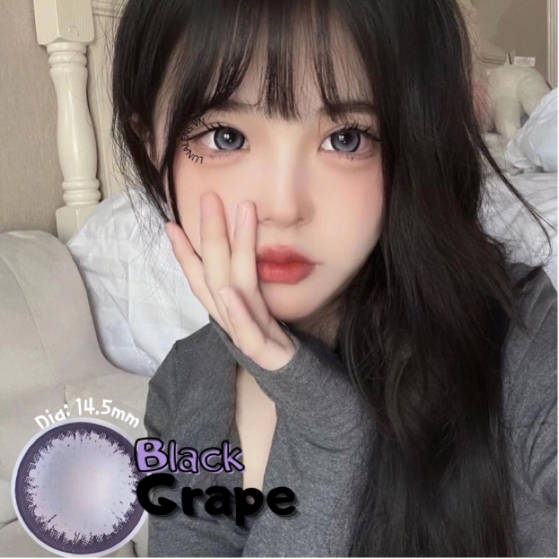 MỘT ĐÔI KÍNH ÁP TRÒNG MÀU XÁM ÁNH TÍM BLACK GRAPE LENS CÓ ĐỘ CẬN SIÊU ÊM SIÊU MỀM NỘI ĐỊA TRUNG QUỐC