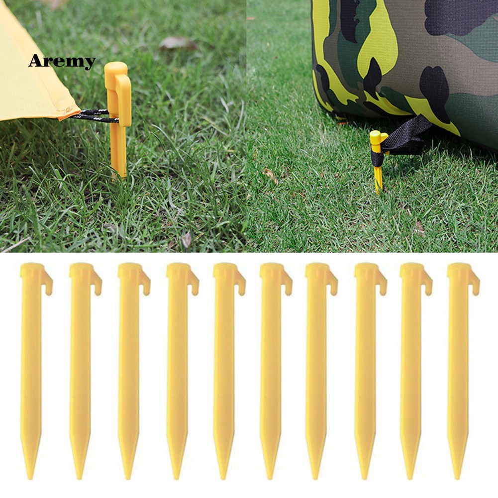 AEMY♥10Pcs Outdoor Travel Camping Tent Mat Stakes Pegs Pins Plastic Fixing Nails