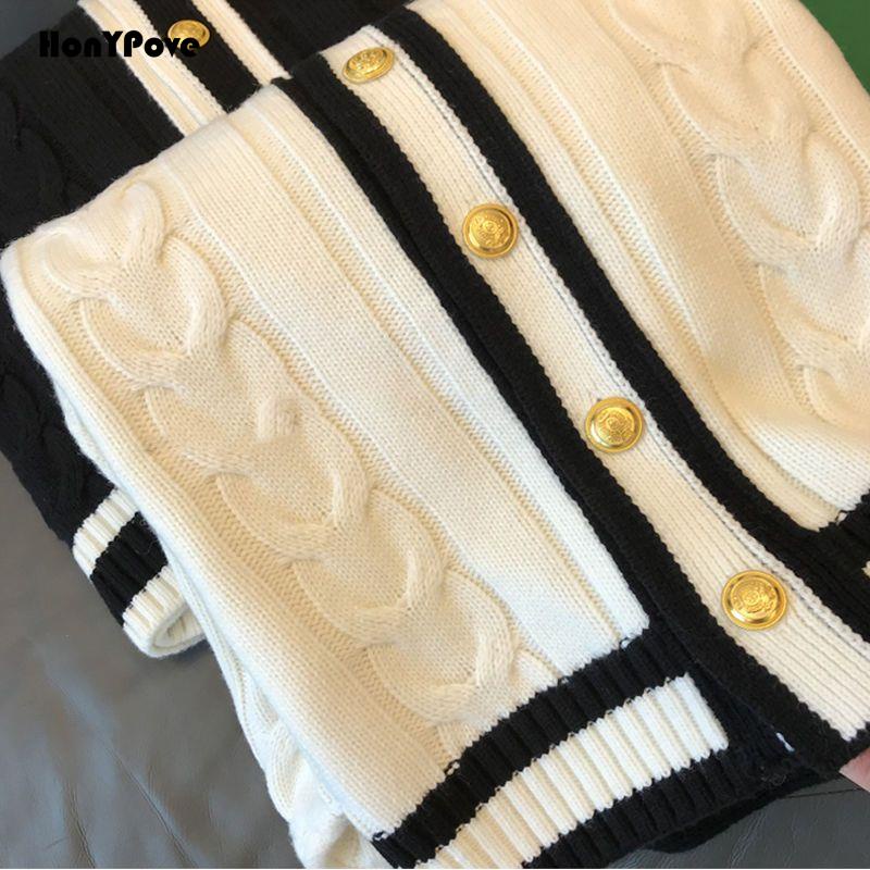 Honypove Áo Khoác Cardigan Dệt Kim Tay Dài Phong Cách Hàn Quốc Dành Cho Cặp Đôi