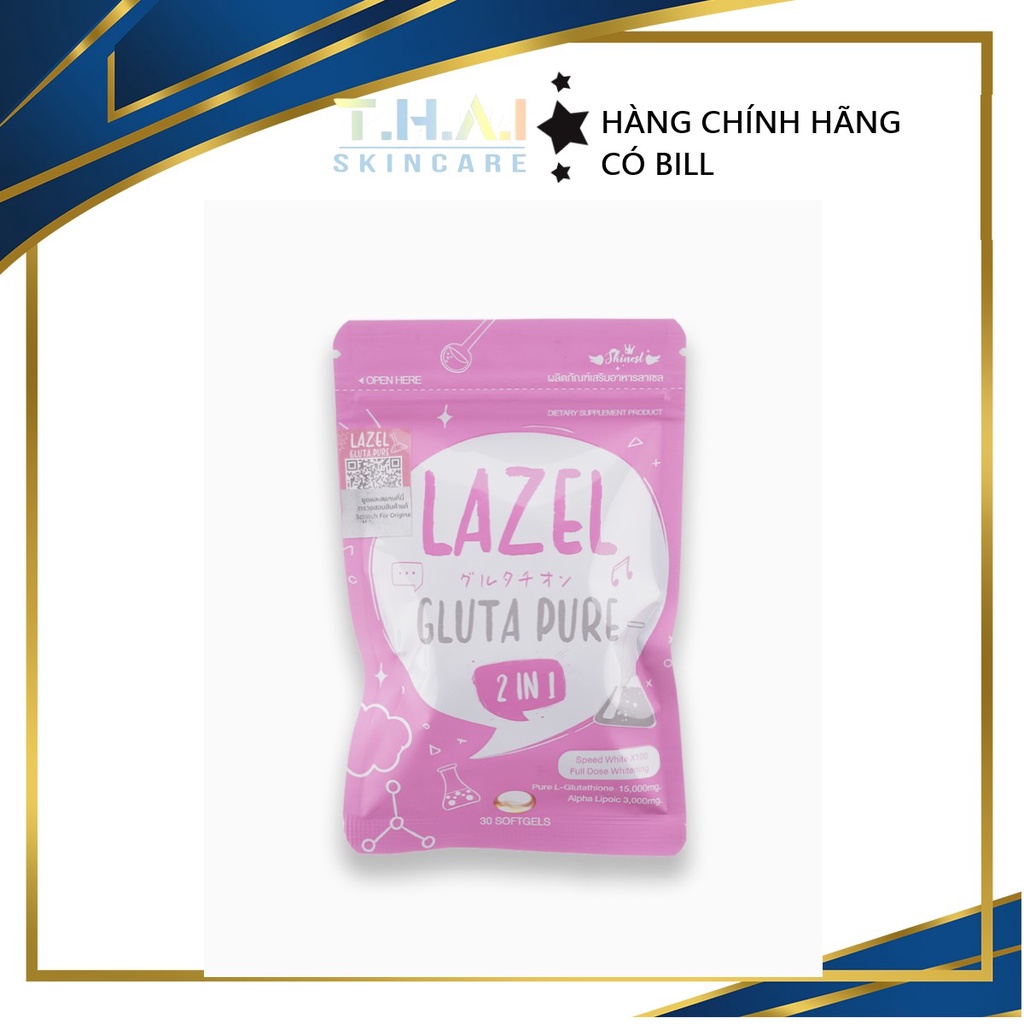 Vıên trắŉg da cấp tốc Lazel Gluta Pure 2 in 1 Thái Lan (Chính hãng 100% bao check mã)
