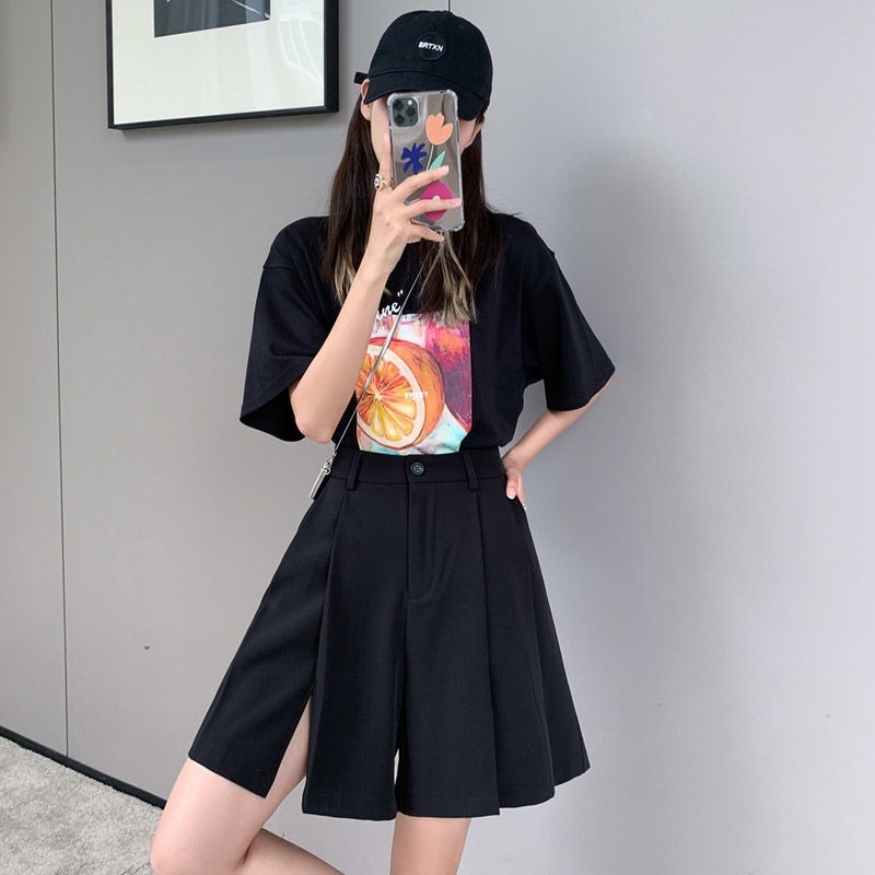 Quần ngắn ống rộng Xếp Ly Thời Trang Mùa Hè Hàn Quốc Mới Cho Nữ