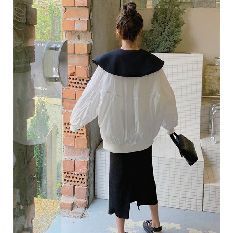 Áo Khoác Chống Nắng Mỏng Cổ Bèo Màu Sắc Tương Phản Dễ Phối Đồ Thời Trang Mùa Hè Cho Nữ