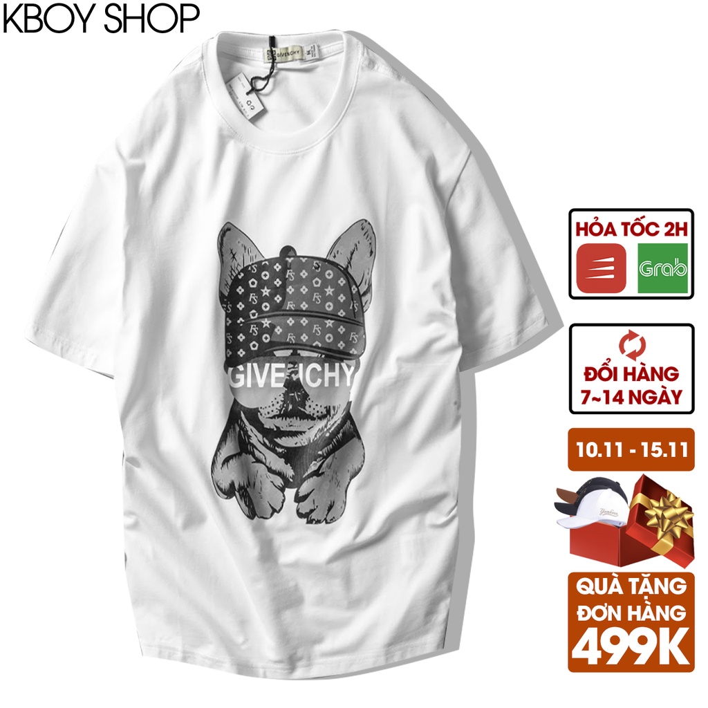 Áo Thun Nam Tay Ngắn Kboy Shop Áo Phông Dáng Suông Cổ Tròn Đẹp Trắng Đen Cotton Mềm In Hình, Co Giãn - V224