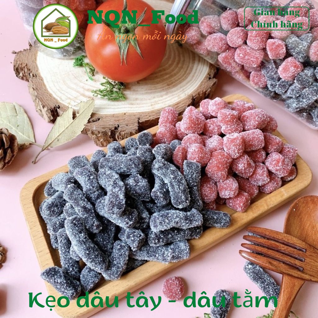 Kẹo dâu tây mix kẹo dâu tằm, mứt dâu tằm, kẹo dâu tây Đà Lạt  NQN_Food 500g