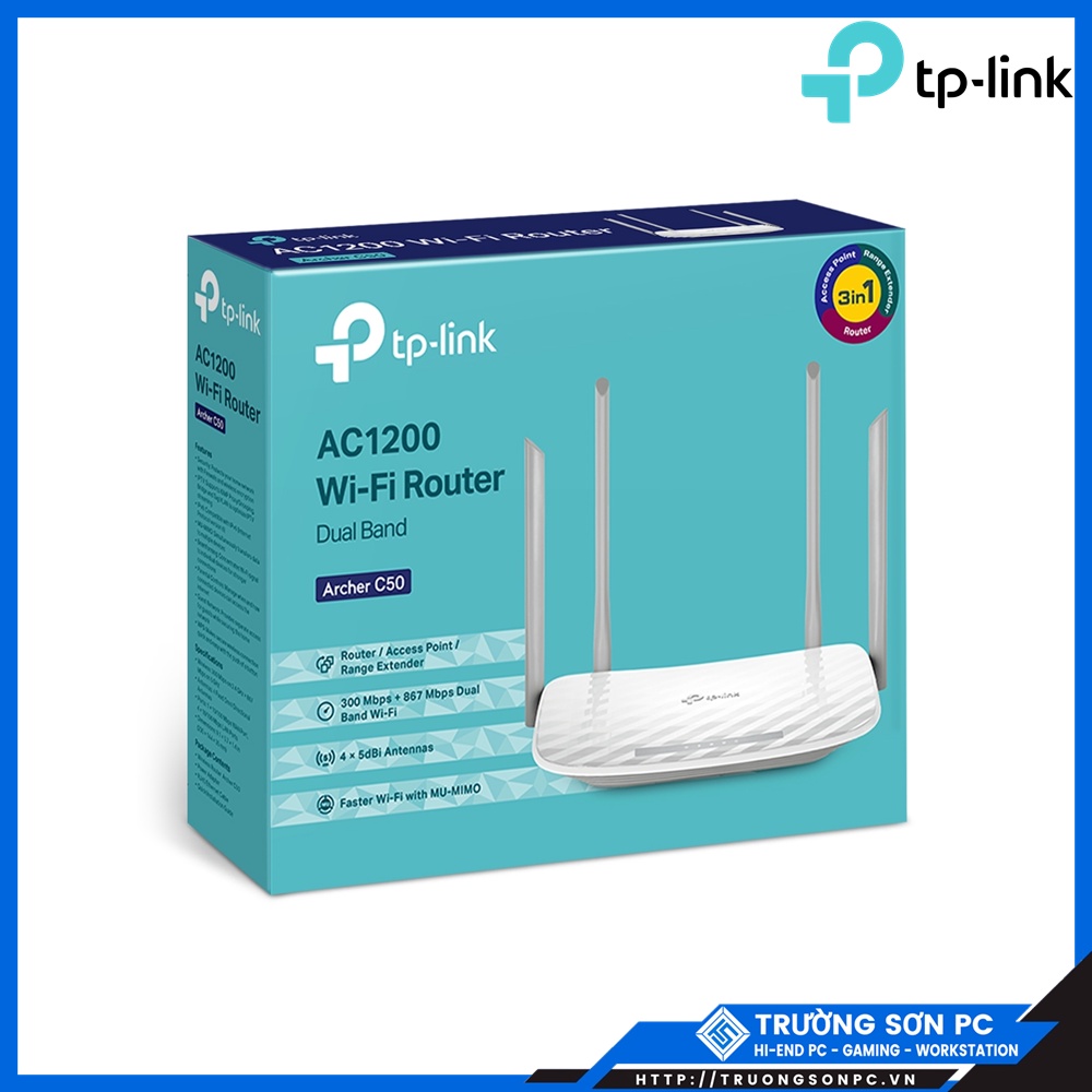 Bộ Phát Wifi TPLink Băng Tần Kép C50 AC1200 2 Dâu 300Mbps | Router Wifi 840N