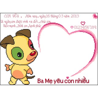 Tranh Thêu Chữ Thập Birth Of Dog Baby