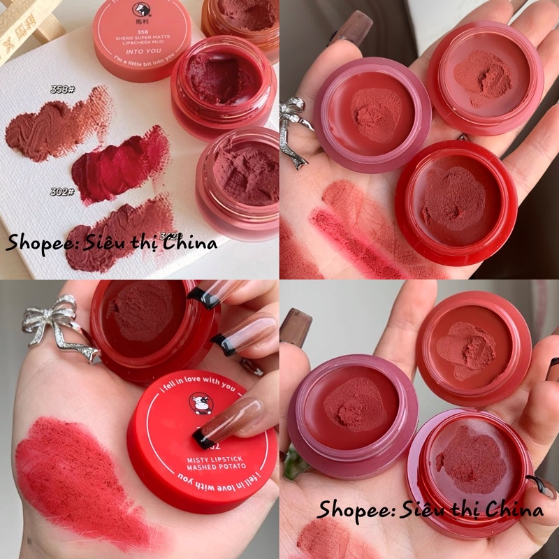 Hủ Son Kem Bùn DAIMANPU ZUK IEIDI Siêu Lì Lâu Trôi Chống Thấm Nước Hũ Son Dưỡng Cái Lu INTO YOU ZUK Nắp Gương Cá Heo