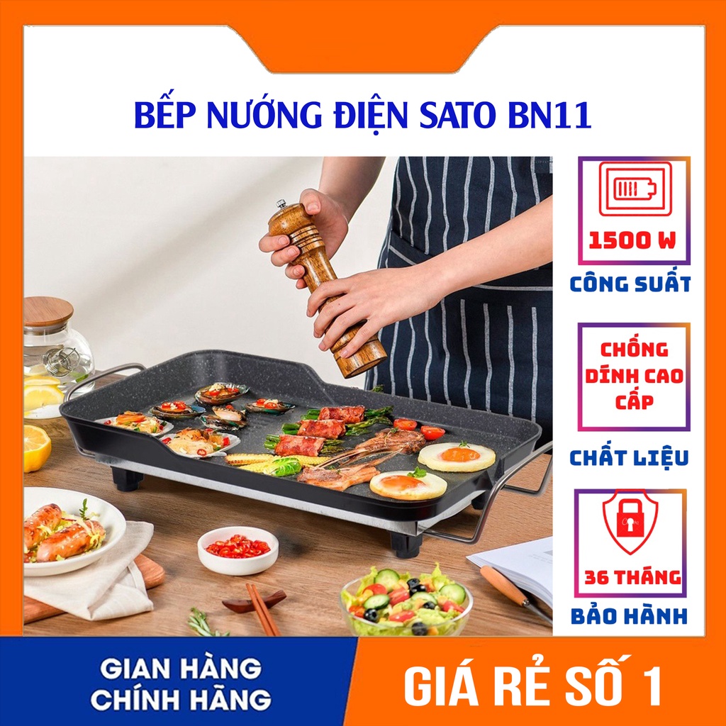 Bếp Nướng Điện Không Khói, Bếp Nướng Ngoài Trời, Bếp Nướng Đa Năng SATO BN11 - Bảo hành 36 tháng Đổi Trả 7 Ngày