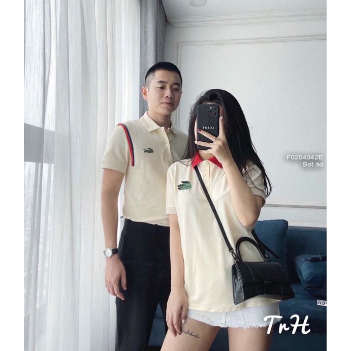 Set cặp áo cá sấu phối cổ bẻ tay ngắn viền 0204