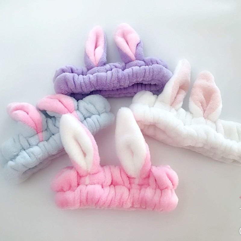 Băng đô tai thỏ, tai mèo vải nhung 3D đáng yêu giữ tóc để rửa mặt, trang điểm dành cho các bạn nữ