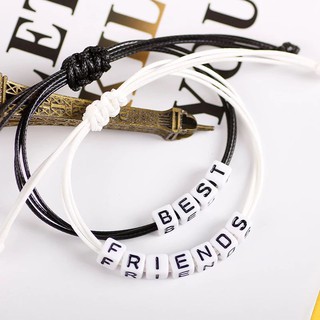 Vòng tay cặp tình bạn chữ Best friend hai màu dây đen trắng thời trang cho nam và nữ