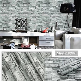 DECAL 1m Giấy dán tường khổ rộng 45cm ( có sẵn keo ) - ĐÁ RÊU XANH 3D ELL126