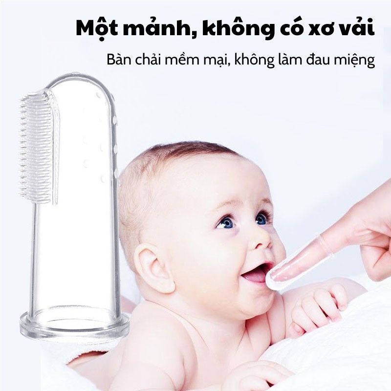 Tưa lưỡi Silicon xỏ ngón 2in1 - Vệ sinh răng lợi an toàn hiệu quả