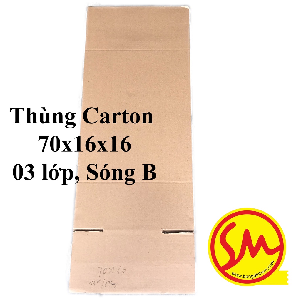 THÙNG CARTON, HỘP CARTON GIÁ RẺ sóng B  3 lớp size 70x16x16 chuyên dùng ĐÓNG GÓI CÁC SẢN PHẨM, VẬN CHUYỂN DỄ DÀNG