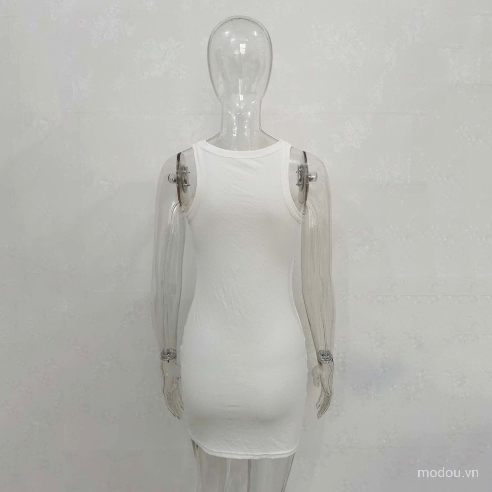 Đầm không tay màu trơn thiết kế đơn giản thanh lịch