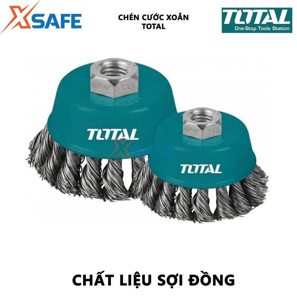 Bánh cước thép xoắn TOTAL Chén cước thau xoắn kích thước 75-125mm, đường kính dây cước 0.5mm, cốt M10 - [XSAFE]