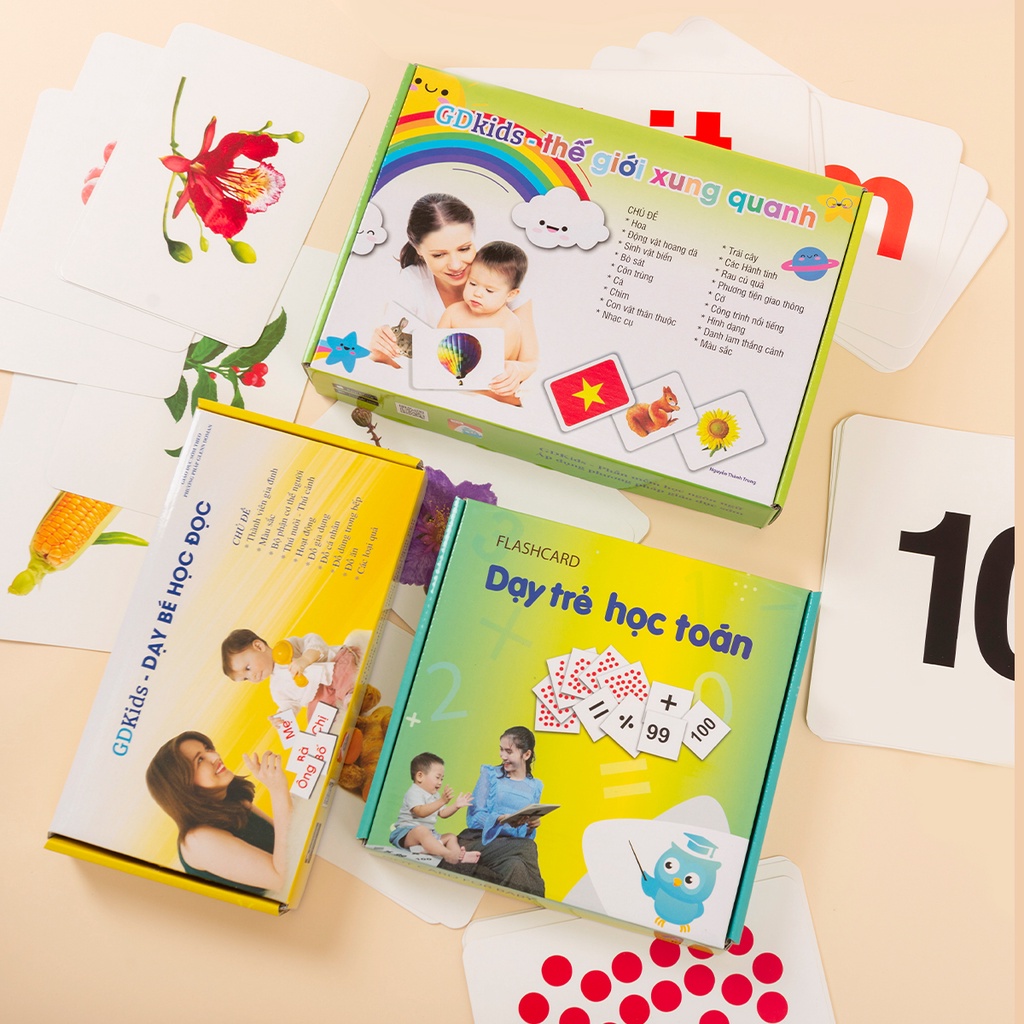 Flashcard cho bé GDKids - bộ combo 259 thẻ ( học đọc , học toán , thế giới xung quanh )