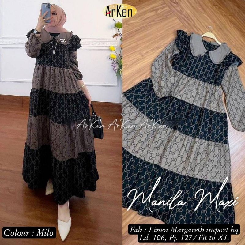 Manila MAXI BY ARKEN / BALLERY MAXI Bởi MJ / Váy MIDI Nhập Khẩu Bằng Vải Lanh Nhập Khẩu (Mother GC / MANILA GAMIS MIDI Nhập Khẩu