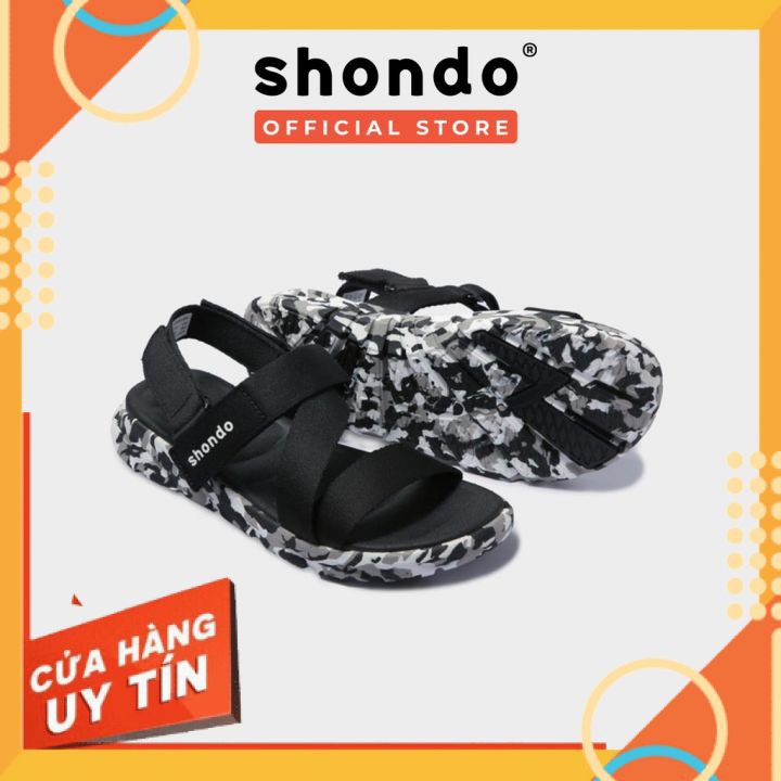 Giày sandal nam nữ SHONDO F6 Sport camo đen đi học, đi chơi [HÀNG CHÍNH HÃNG]