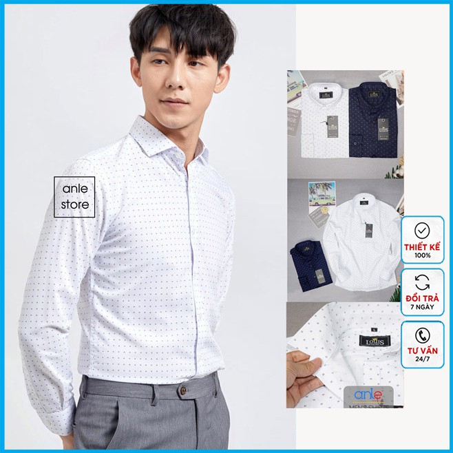 { BÁN SỈ } áo sơ mi nam chấm bi Hàn Quốc , chất cotton lụa vải dày đẹp